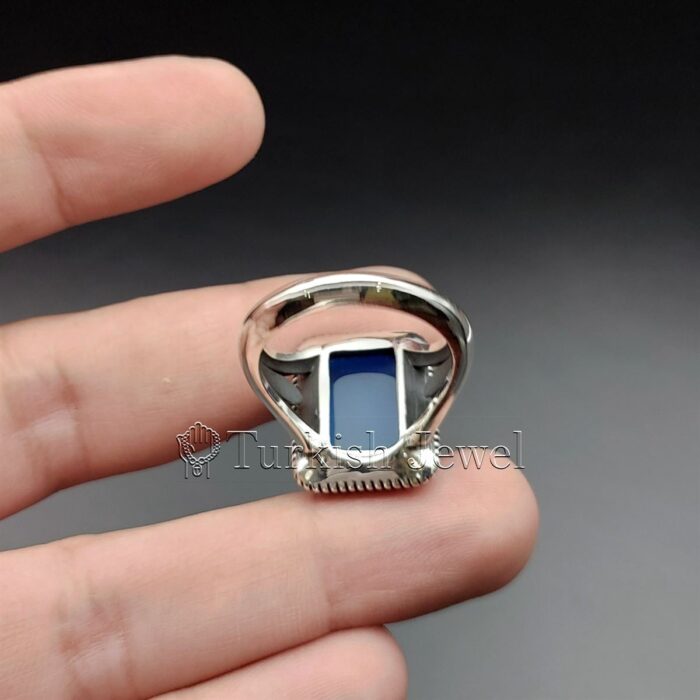 Natural Blue Agate Blue Aqeeq Stone Ring 925 Silver 7 Turkish Jewel <h3>Hand Engraved - Blue Agate</h3> Superior Quality Handmade Design on Sides. Pure and Natural Blue Aqeeq (Blue Agate) stone. Heavy and strong ring made with 925 Silver metal. <p class="LC20lb MBeuO DKV0Md">⭐ Highest Quality Silver 925</p> ⭐ Durable & Strong Design <p class="LC20lb MBeuO DKV0Md">⭐ Lifetime Silver Gurantee</p>