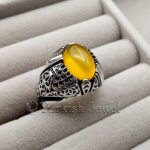 Yellow Agate Natural Zard Aqeeq 925 Silver Ring High Quality Ring