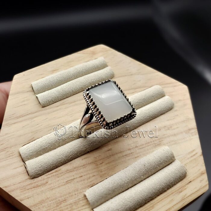white aqeeq stone ring 925 Silver White agate 3 Turkish Jewel <h3>Hand Engraved - White Agate (White Aqeeq)</h3> Superior Quality Handmade Design on Sides. Pure and Natural White Agate (White Aqeeq) stone. Heavy and strong ring made with 925 Silver metal. <p class="LC20lb MBeuO DKV0Md">⭐ Highest Quality Silver 925</p> ⭐ Durable & Strong Design <p class="LC20lb MBeuO DKV0Md">⭐ Lifetime Silver Gurantee</p>